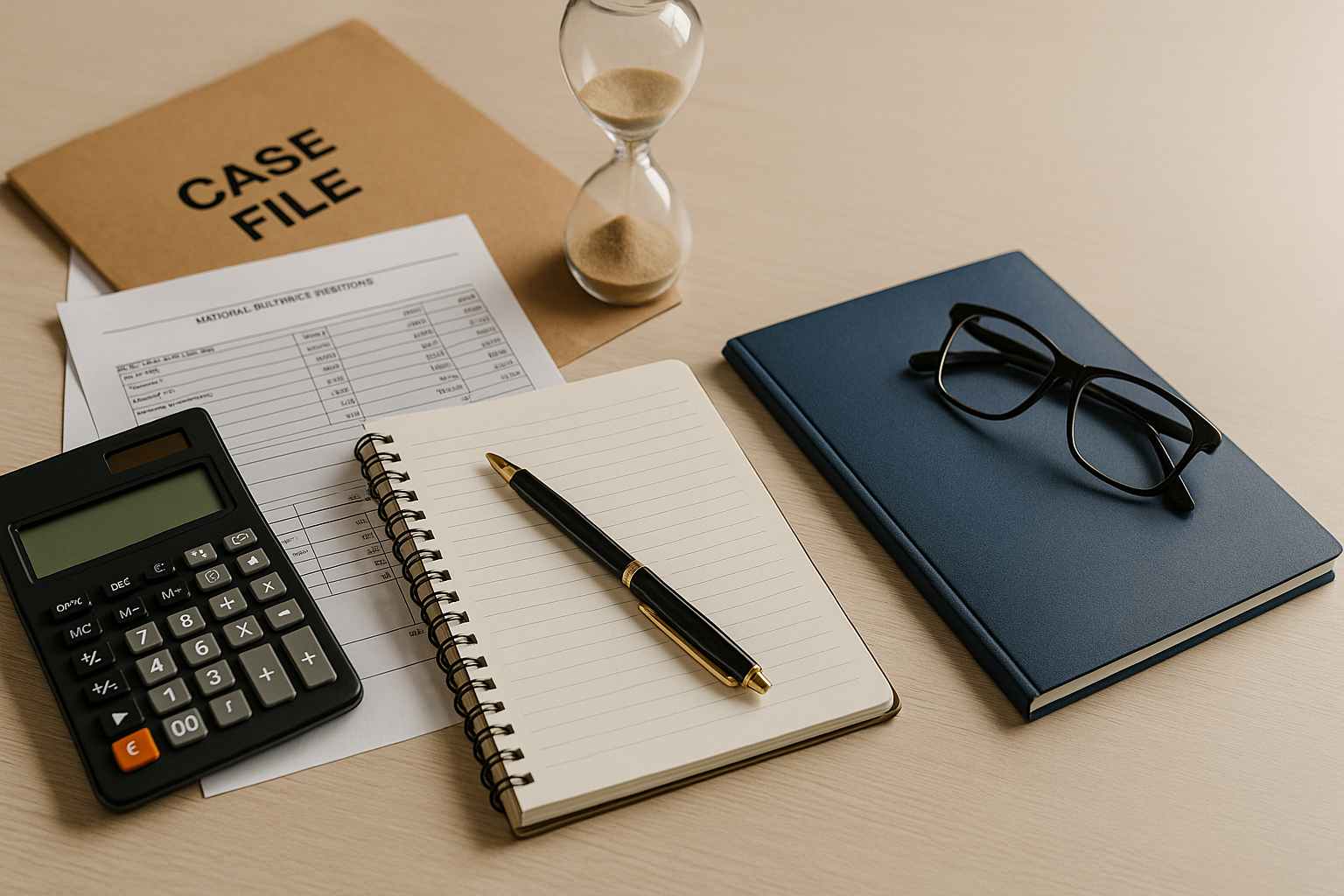 חישוב פיצויים בפועל – מחשבון, גיליון וניירת